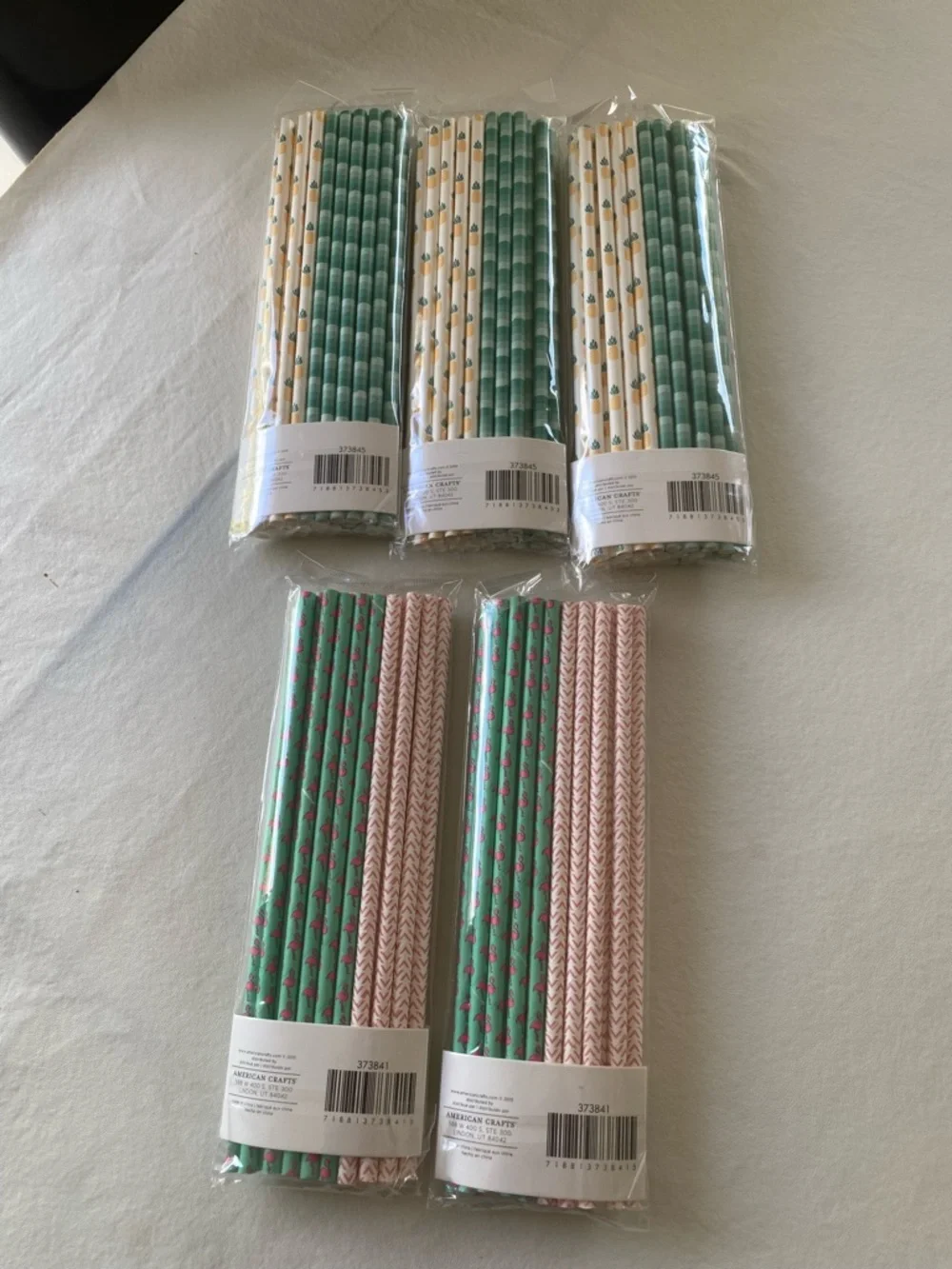 Paper Party Straws Pack - Green & Pink Decorative Straws